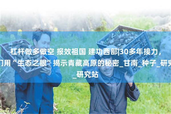 杠杆做多做空 报效祖国 建功西部|30多年接力，他们用“生态之眼”揭示青藏高原的秘密_甘南_种子_研究站